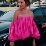 Acler AUS Franklin Magenta Off the Shoulder Pleated Bubble Top AU Fashion Week 4 Pink Photo 1