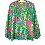 Lilly Pulitzer  Size Small A Delicacy Elsa Top Floral 100% Silk Tropical Vacation Photo 1
