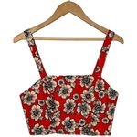 Forever 21 Floral Textured Crop Top Square Neck Wide Convertible Straps Red M Photo 0