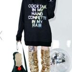 Wildfox Sweatshirt Cocktails Confetti Oversized Dark Grey Sweater Size S NWT Photo 1