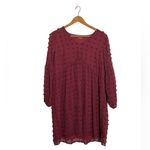 MIHOLL V Neck Short Sleeve Ruffle Chiffon Swiss Dot Flowy Dress Red Size XXL Photo 1