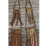 Vintage Copper Rose Gold Long Tassle Multi Start and Dangle Earrings White Stone Photo 5