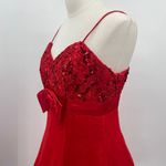 Vintage 90s Fit & Flare Mini Cocktail Dress Sweetheart Sequin Bodice Bow Red 4 Photo 6