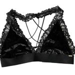 PINK - Victoria's Secret  Black Velvet Lace Metallic Star Strappy Back Bralette Photo 2