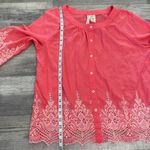 Forgotten Grace  pink embroidered lace 3/4 sleeve button down size medium 021 Photo 4