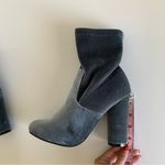 Forever Gray Velour Block Heel Almond Shaped Toe Sock Ankle Booties Size 6.5 Photo 9