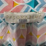 PALOMA BLUE Sophia Ruffled Printed Silk Crepe De Chine Top Medium Semi Photo 5