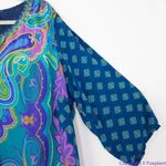 Tolani blue Electric Paisley‎ Shift Dress with tassle half Photo 13