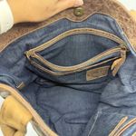 American West TrueLu Brown Leather Tote Bag Purse Denim Lined Shoulder Bag Photo 7