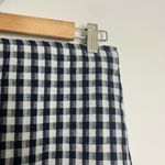 American Eagle Navy Blue & White Gingham Notched Mini Skirt Photo 4