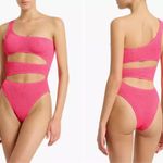 NWT Bond Eye Neon Azalea Pink Rico‎ Cutout One Shoulder One Photo 3