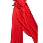 Marina Cold Shoulder Faux Sarong Waist Tie Overlay Jumpsuit Red Size 4 Red Photo 5