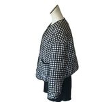 NWT Runway Houndstooth Gingham Black White Plaid Cotton Quilted Jacket XL Photo 2