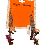 Halloween Goth Dangle Drop Earrings Witch Bat Black Cat Pumpkin Ghost 3.25" Photo 0