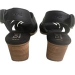 Toms Gracie Black Leather Wedge Strappy Open Toe Sandals 7.5 Photo 5