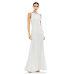 Mac Duggal  Size 6 49093 White Embellished Neck Sleeveless Trumpet Gown NWT FLAW Photo 3