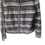 Eagle's Eye Vintage 90s Large 100% Wool Blue Striped‎ Grunge Full Zip Sweater Photo 2