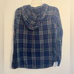 LL Bean Scotch Plaid Hoodie Womens Sz Medium Flannel Relaxed Fit Full Zip Jacket Blue Photo 6