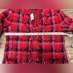 Ann Taylor  The Long Cardigan Jacket in Houndstooth Tweed sz 4 pink red blazer Photo 6