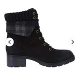 Brash - black lace up heel treaded boots with plaid trim size 7.5 Photo 0