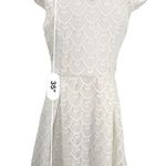 Alya  Crochet White Cap Sleeves Scalloped Hem Size Large Dress Photo 5