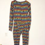 PINK - Victoria's Secret Victorias Secret PINK Rainbow One Piece Pajama Womens Medium Cotton Blend Photo 4