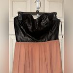 Jealous Tomato New Women’s  Faux Leather Black & Tan Strapless Lined Dress Medium Photo 1