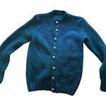 Handmade Vintage wool blend teal blue green handknit button up cardigan XS/S Photo 0