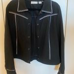 Dana Buchman Black Blazer with White Stitching Photo 3