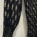 Love Shack Fancy RARE NWT Navy and Gold Metallic Ikat Scarlett Silk Gown Dress Photo 3