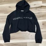 Kendall + Kylie Black Cropped Hoodie Sweatshirt Women’s Medium Photo 0