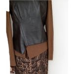 Lafayette 148 Wool Alpaca Leather Panel Sweater Quiet Luxury Brown Chic Luxe M Size M Photo 5
