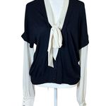 La Fee Verte Elsie Bowtie Sweater Cashmere Blend Layered Black Classic Prep Sz M Size M Photo 10