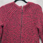 Tart  Red Black Long Sleeve Zipper Back Pullover Knit Sweater Cardigan Small Photo 4