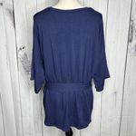 SHOP BASIC USA Tunic Top Boutique Tie Front Short Sleeve Sz S Blue Knit Photo 7