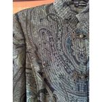 Linda Allard Ellen Tracy Paisley Print Button Up Mandarin Collar wool silk Green Size 6 Photo 2