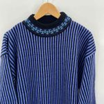 Snuggler Ski Wear Sweater Womens Large Purple Black Stripe Wool Acrylic Vintage Photo 1