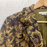 ICE Tapestry Brocade Jacket Size 12 Fringe Gold Navy Baroque Jeweled Buttons Photo 3