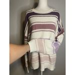 Aeropostale Oversized Sweater Coquette S Pullover Cream Purple Waffle Knit Comfy Photo 2