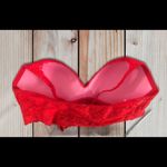 PINK - Victoria's Secret PINK Victoria’s Secret  Lipstick Red Lace Push Up Bralette Sz. L Date Night Photo 3