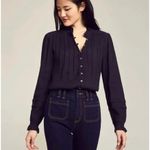 Faherty  Willa Black Long Sleeve Peasant Top Photo 1