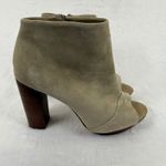 Joie  Suede Rare Peep Toe Ankle Boots‎ Block Heel Tan Beige Shoes Sz 39 US 9 Photo 3