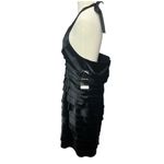Scarlett Nite Y2K Halter Dress 14 Black Satin Tiered Ruffled Cocktail Retro HOCO Photo 3