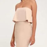 Lulus Lots of Love Beige Strapless Ruffle Bodycon Pencil Midi Dress XS Photo 10
