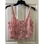 Victoria's Secret  Lace Trim Button Up Cami Tank Top S PINK FLORAL SRTIP Photo 1