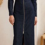 ZARA  The Minimal Denim Zip Up Midi Dress in Blue Photo 0