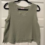 Pink Lily Call To Action Frayed Hem Gauze Tank Sage Green Size Medium Photo 3