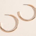 Francesca's Francesca’s Ariadne Inside Pearl Lined Gold Hoop Earrings Photo 1