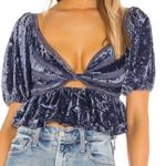 Free People Yours Truly Top Crushed Velvet Boho Top Blue (Wild Moon) Sz S NWOT Photo 0