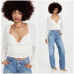 Free People 💕💕 Chloe Top Cotton Sweetheart Neckline ~ White Medium  NWOT Photo 3